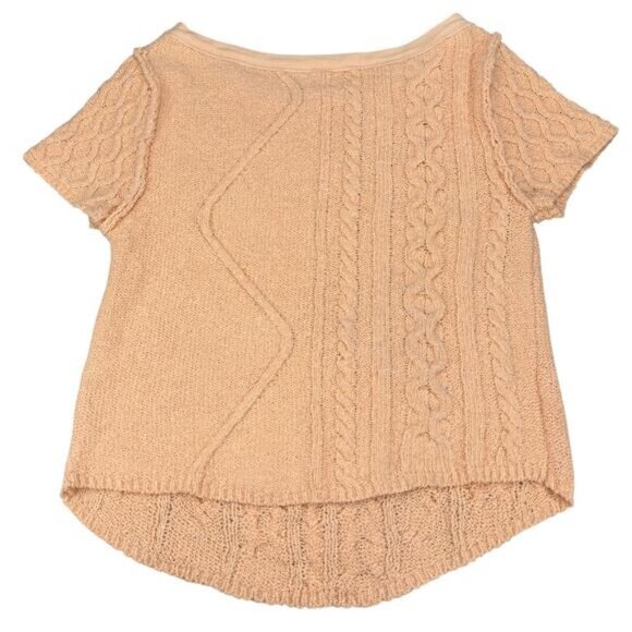 NWT FREE PEOPLE Baby Cable Tee In Peach Size Medium - Picture 7 of 7